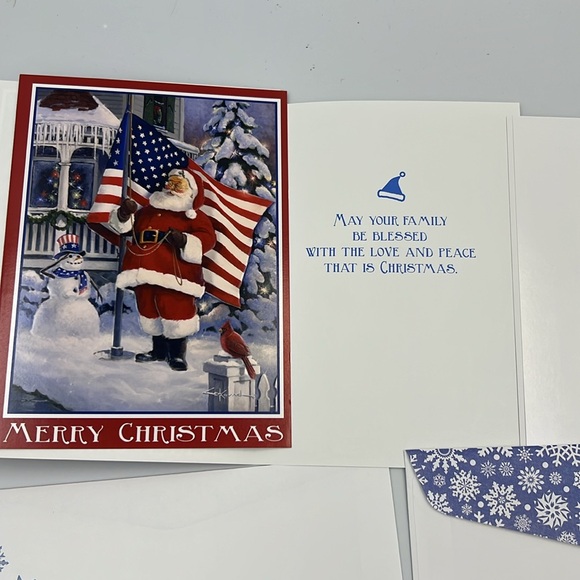 American Flag Patriotic Christmas Greeting Cards Card lot
 8 unused NEW USA - Picture 3 of 7